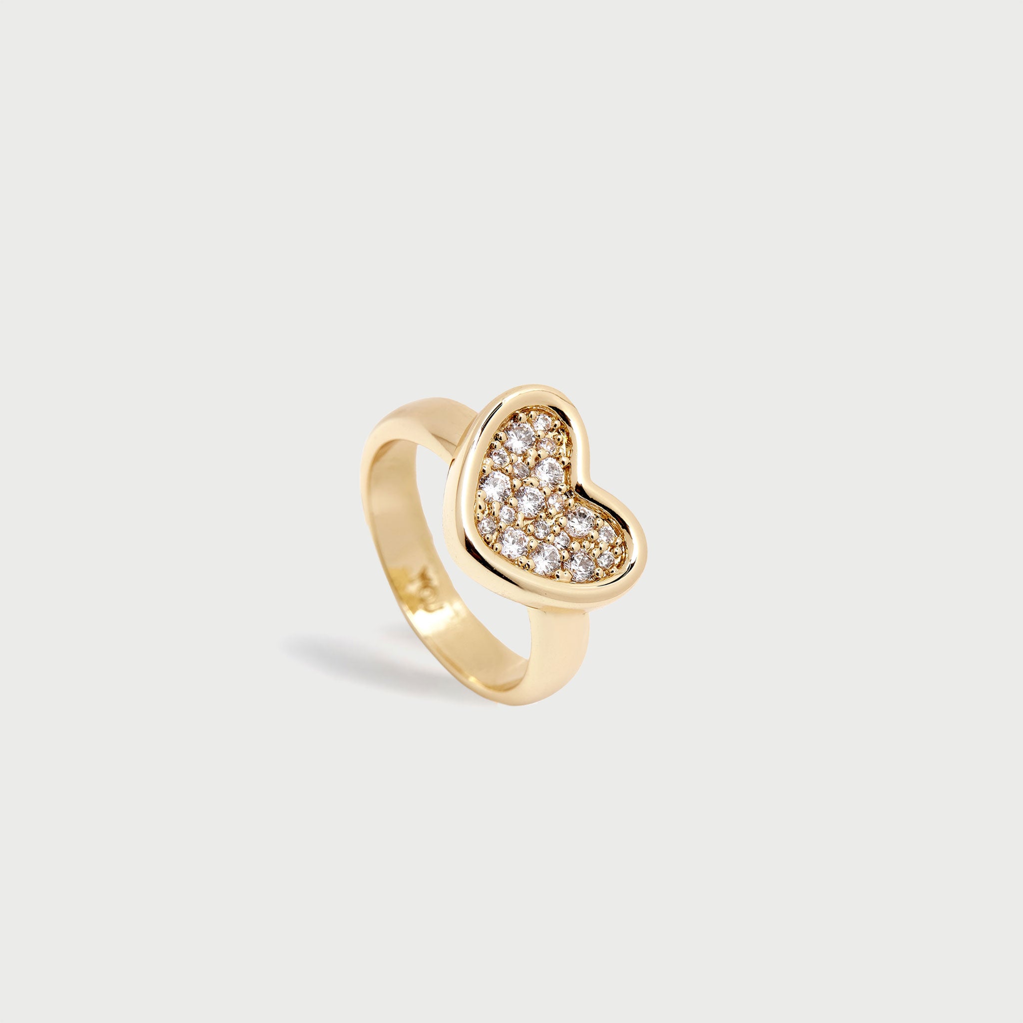Loff Heart Crystal Band Ring in Gold